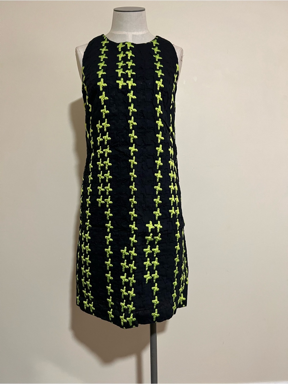 Milly Black and Green Shift Mini Dress sz 4